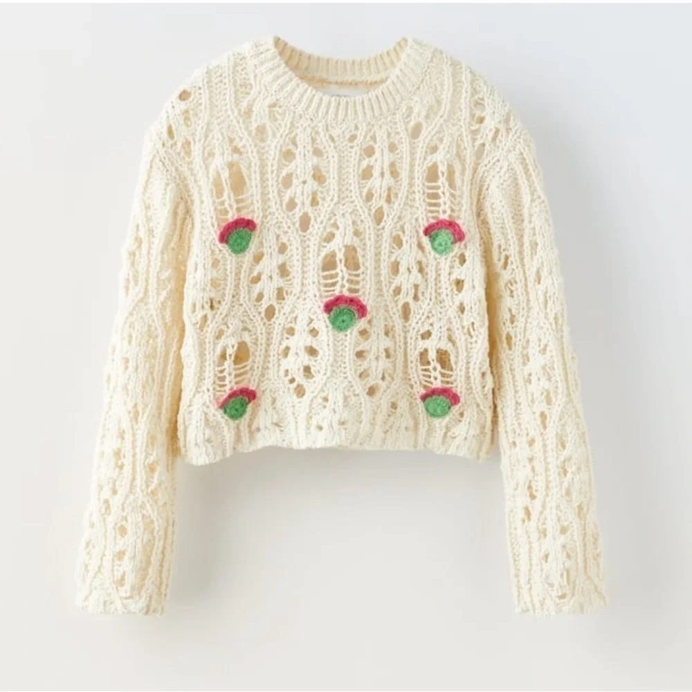 Zara Kids Floral Embroidered Sweater
